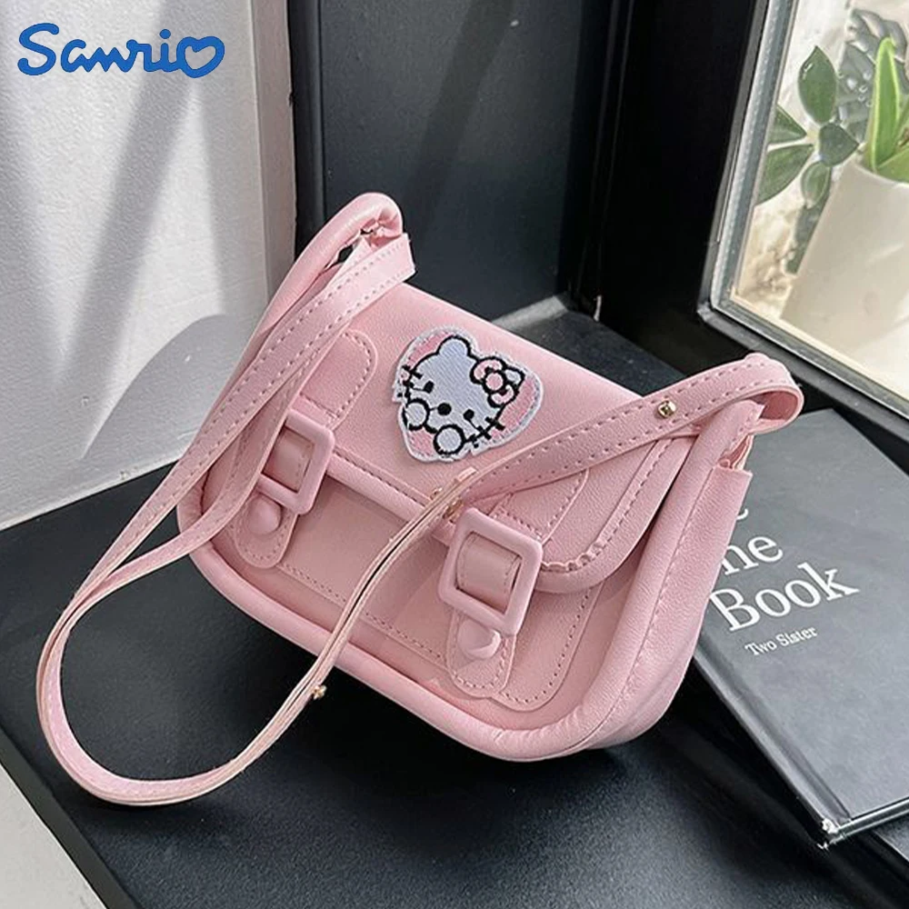 

New Kawaii Shoulder Bag Sanrio Cartoon Hello Kitty Cinnamoroll Kuromi Crossbody Bag Key Phone Lipstick Storage Bag PU Girl Gifts
