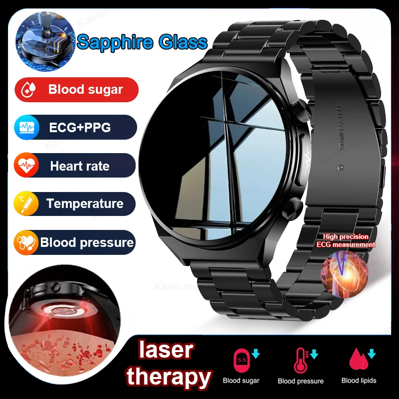 

Sapphire Glass Accurate non-invasive blood glucose Smart Watch Men Full Touch Screen Laser Treatment Three High Smartwatch clock