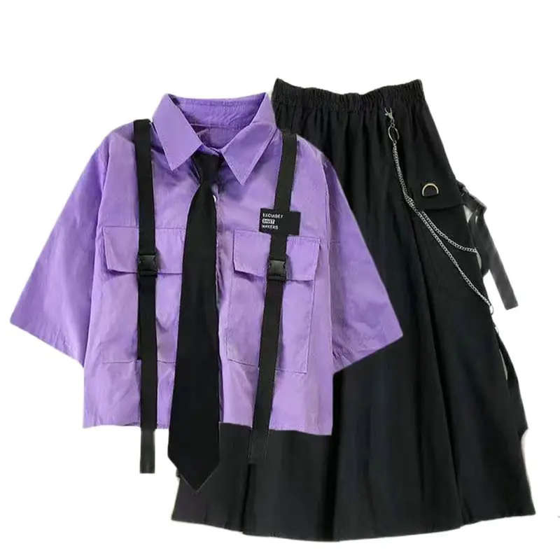 Женская свободная юбка-трапеция средней длины с карманами и галстуком - купить по