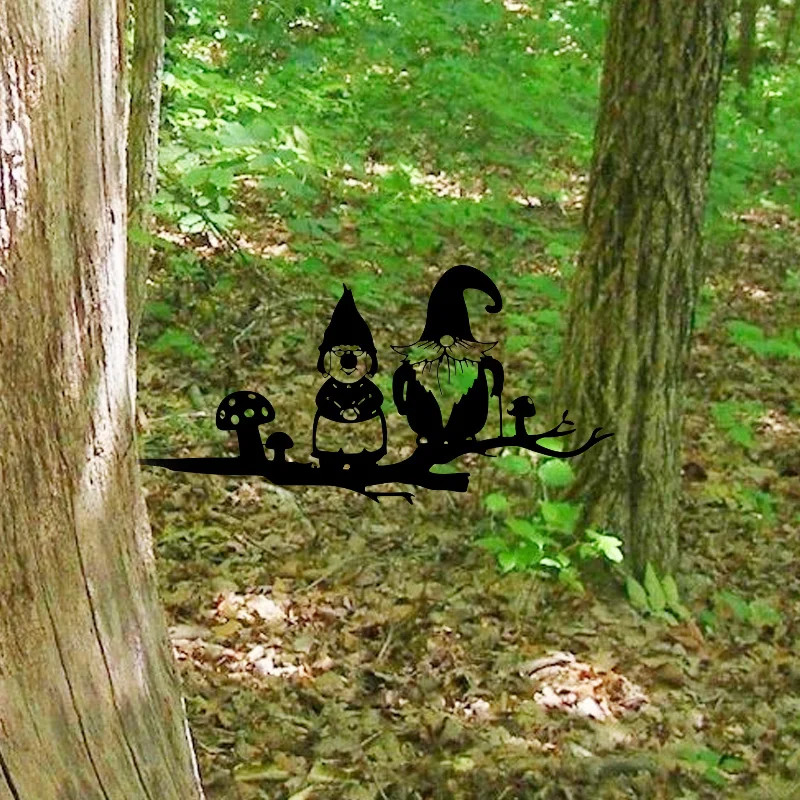 Гном Декоративное Металлическое Дерево Сад Художественная Металлическая