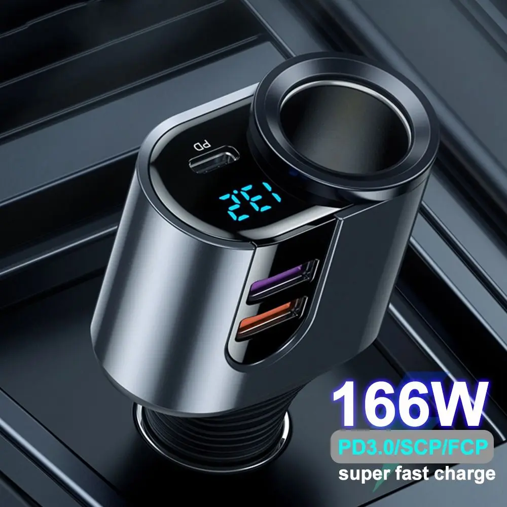 Аксессуары быстрая зарядка быстрое зарядное устройство 166 Вт двойной порт PD + PD автомобильное зарядное устройство Type C