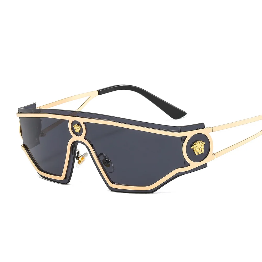 

2023 new steampunk one-piece metal sunglasses ins stars with the same walk fashion rock sunglasses men and women
