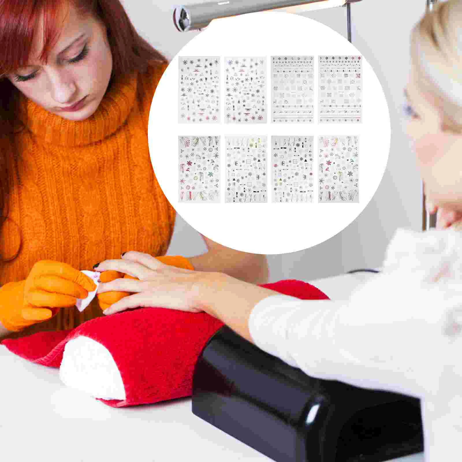 

8 Sheets Snowflake Nail Stickers Christmas Holiday Theme Snowflake Nail Decals