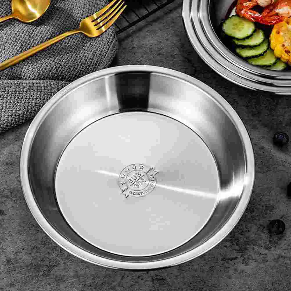 

Bowl Plate Stainless Camping Steel Salad Plates Eating Dishes Serving Dinner Dish Soup Metal Fruit Mixing Storage Container Rice