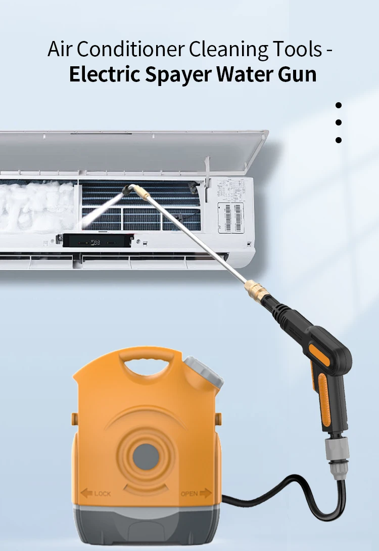 Фото Спрей для холодной воды, очистка катушек HVAC, питание от аккумулятора, мобильная портативная машина для очистки кондиционера 12 В №1