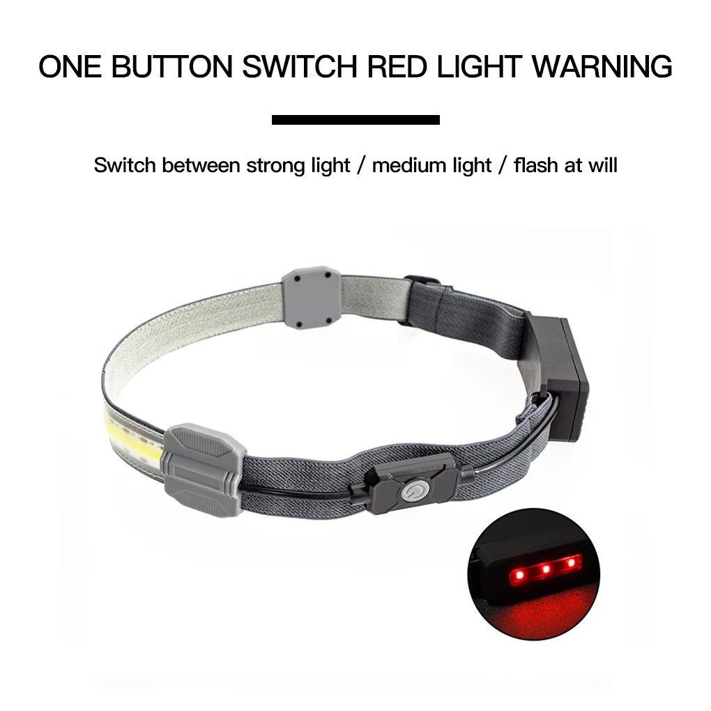 

Головной светильник COB с зарядкой от USB, портативный водонепроницаемый светодиодный фонарь для кемпинга, рыбалки, ночного бега, крассветиль...