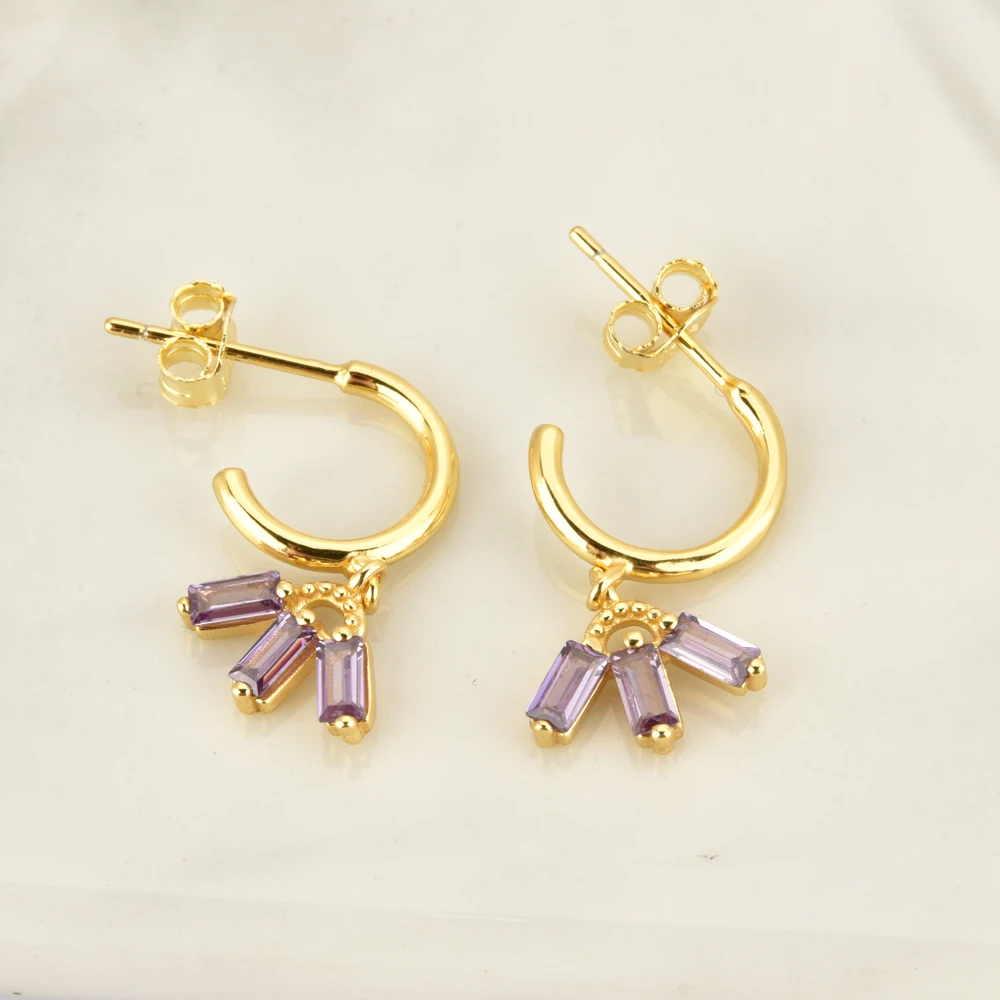 ANDYWEN 925 пробы серебряные белые фиолетовые циркониевые серьги в форме дерева для