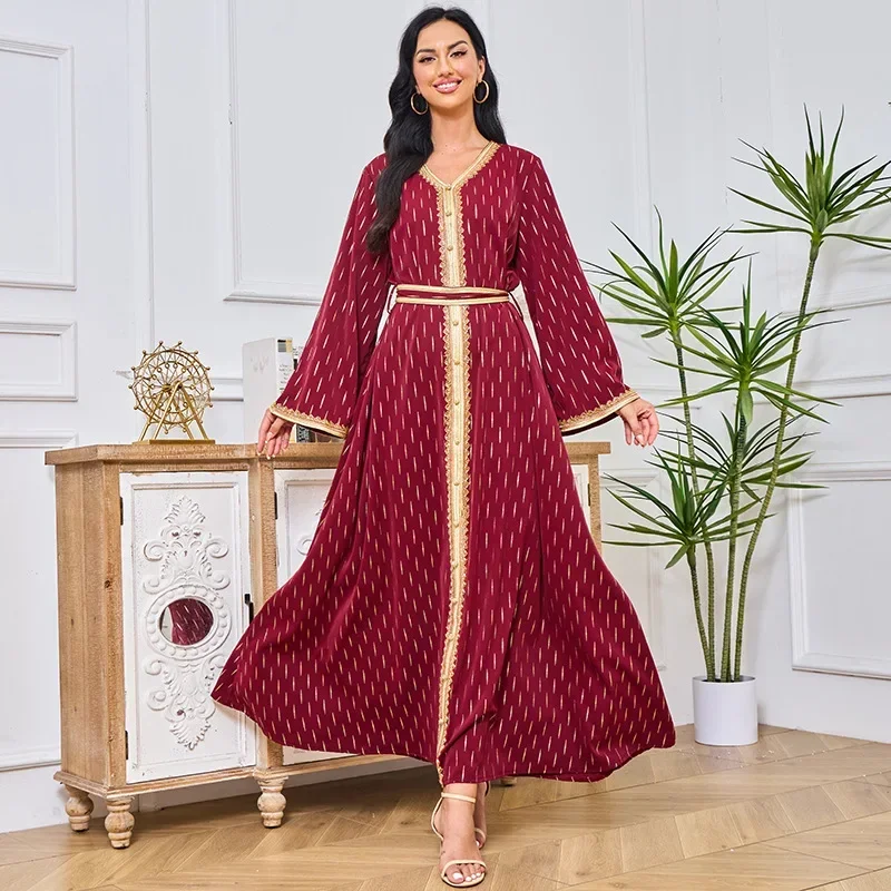 Hijab мусульманское платье Abayas для женщин Khimar платья с бисером твердый кафтан