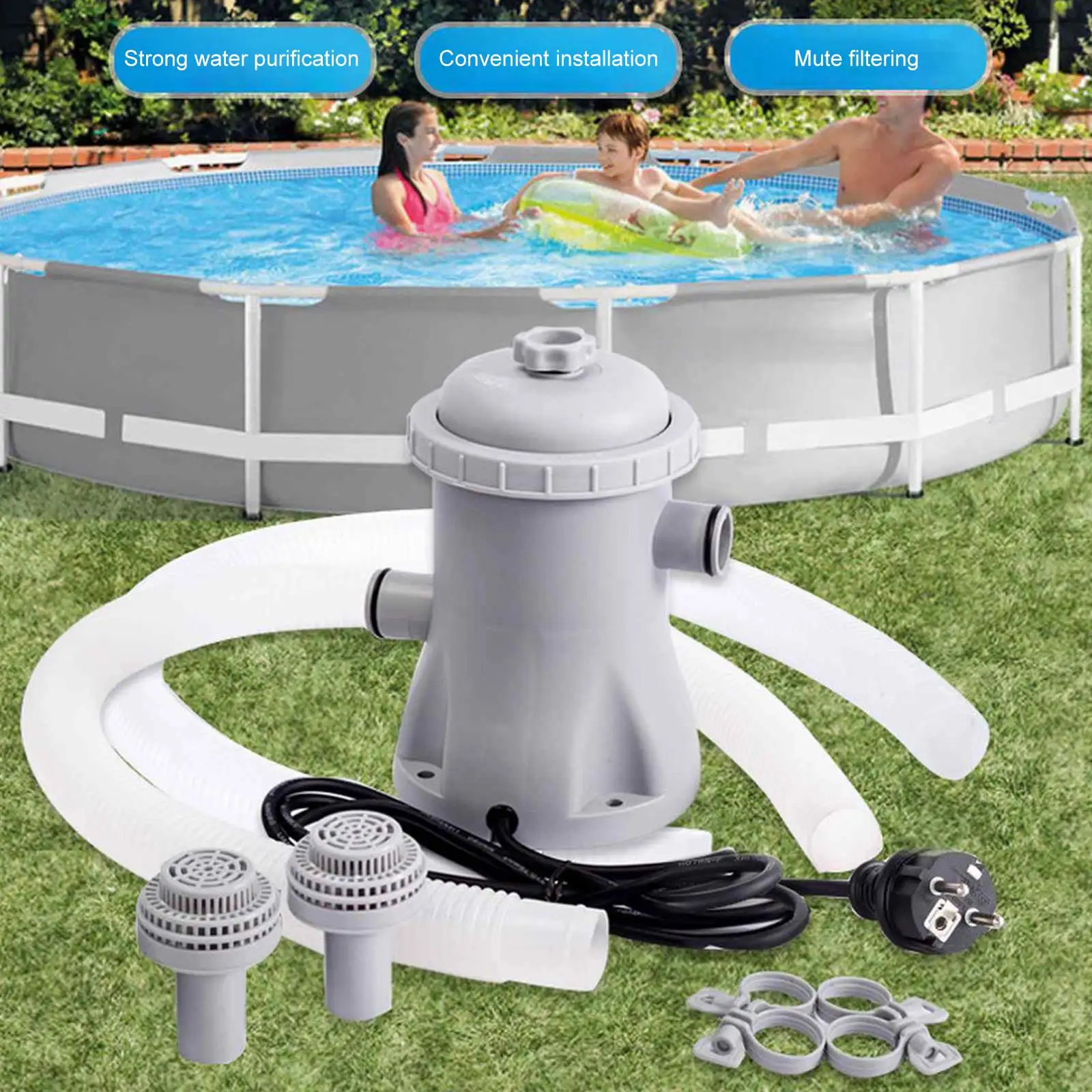 

110V-240V Swimming Pool Pool Filter Pump 330 Gallon Water Pump Pool Cleaner Circulation Filter Pump US/EU/UK/AU Model