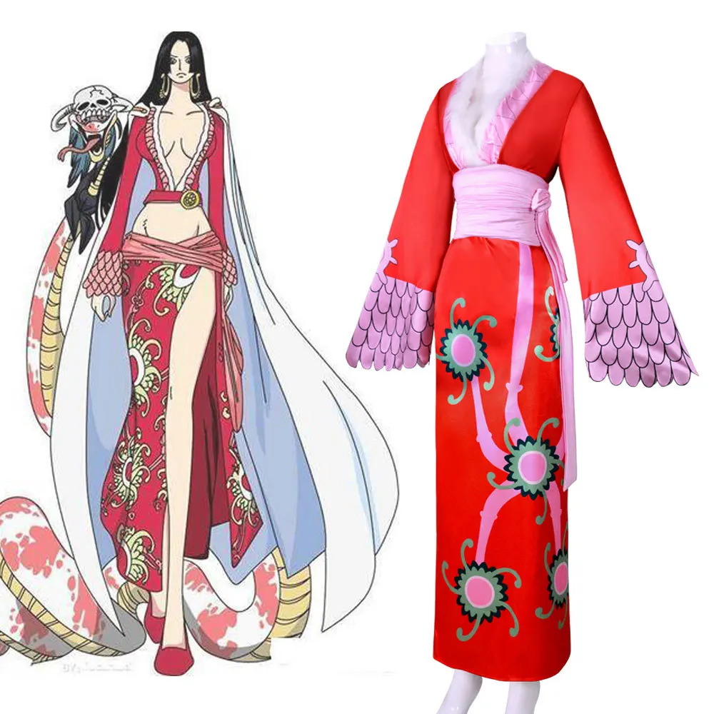 

Костюм боа хэнкока для косплея, пикантное красное кимоно в стиле ампир, аниме, одежда, костюмы на Хэллоуин для женщин, раннее представление