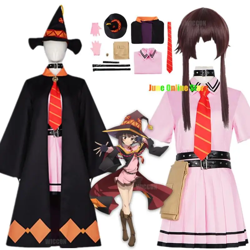 

Накидка KonoSuba Megumin, платье, Униформа, полный комплект одежды, благословение Бога на фото Megumin, косплей парик на Хэллоуин
