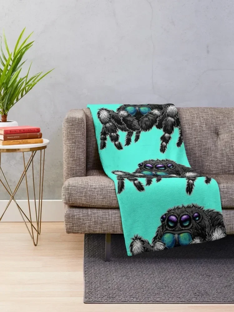 Дерзкий прыгающий паук Phidippus Audax бросковое одеяло средняя Тяжелая фотография