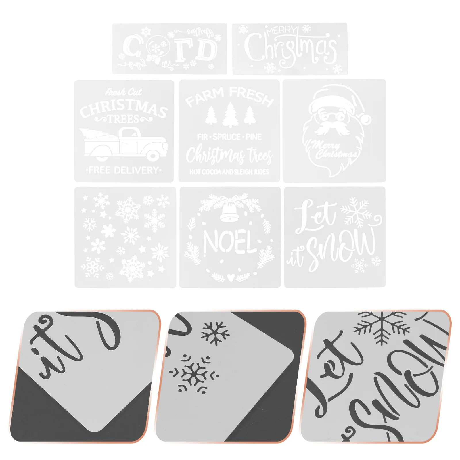 

8 Sheets of Painting Stencils Christmas Themed Drawing Stencils DIY Craft Supply