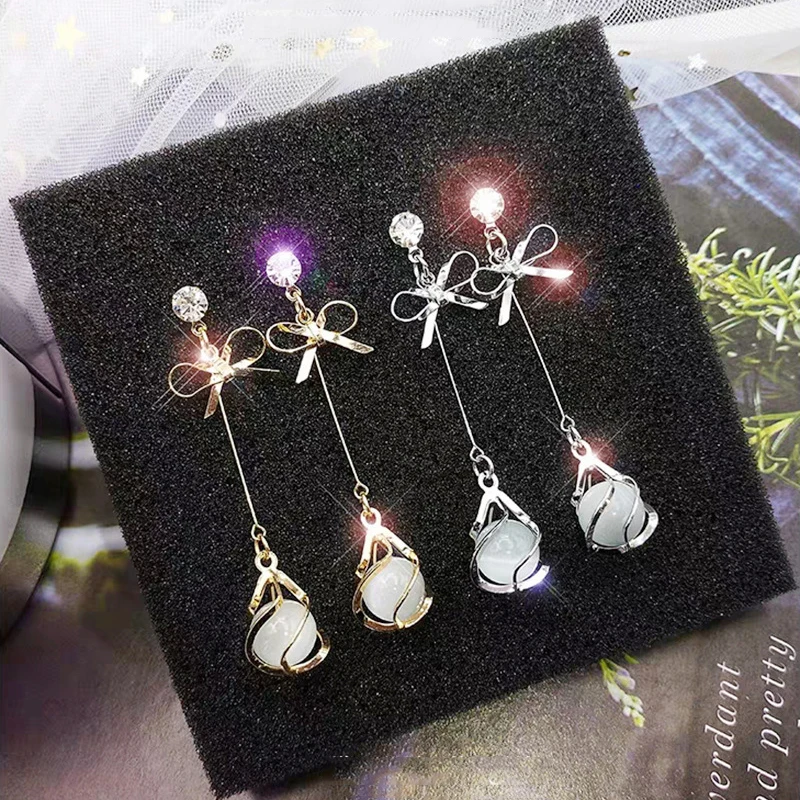 MEETSOFT серебро 925 пробы бант кисточки спираль кошачий глаз Женская Модная