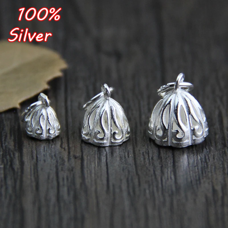 

Exquisite Craft Fashion Classic 925 Sterling Silver Color DIY Lotus Shape Design Pendant Jewelry Accessories Materials Wholesale
