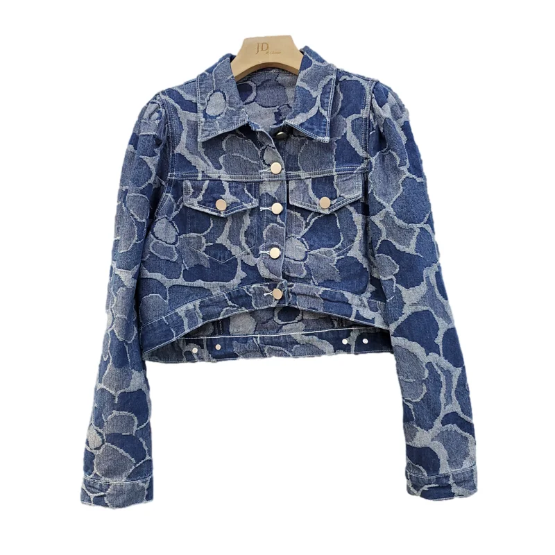 

Куртка женская джинсовая с большими карманами, винтажная свободная короткая ковбойская верхняя одежда в Корейском стиле, повседневная вер...