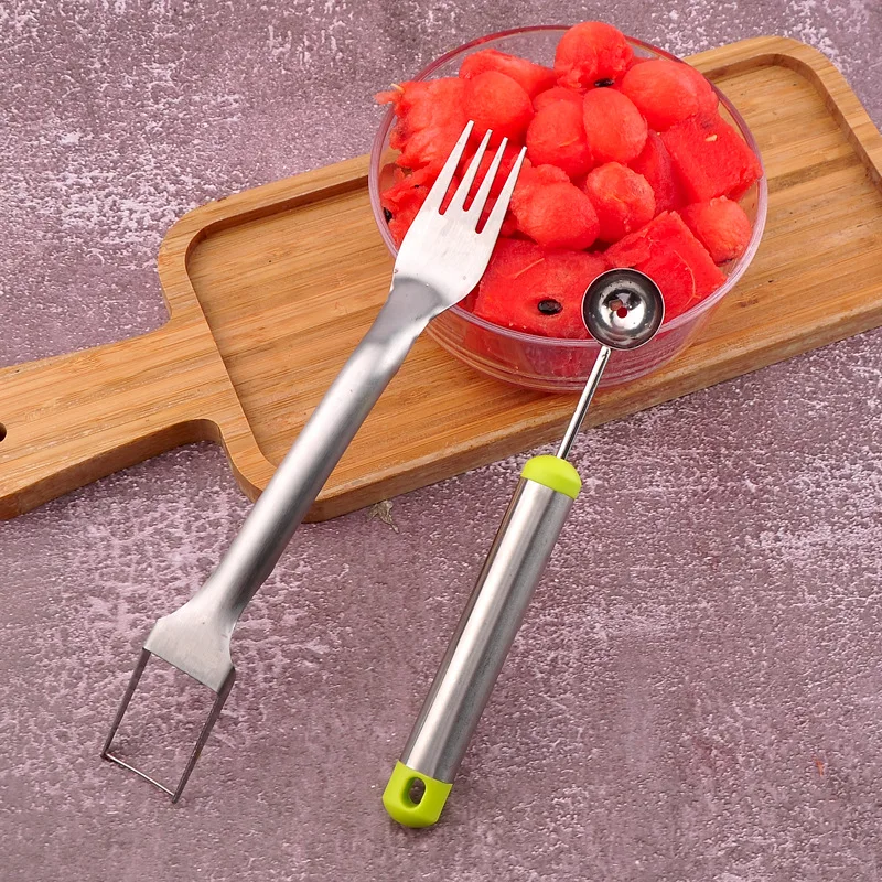 

Watermelon Fork 304 Stainless Steel Cantaloupe Melon Spoon Slicer Dicer 2 In 1 Digger Fruit Splitter Fruit Slicer Cutter Tools