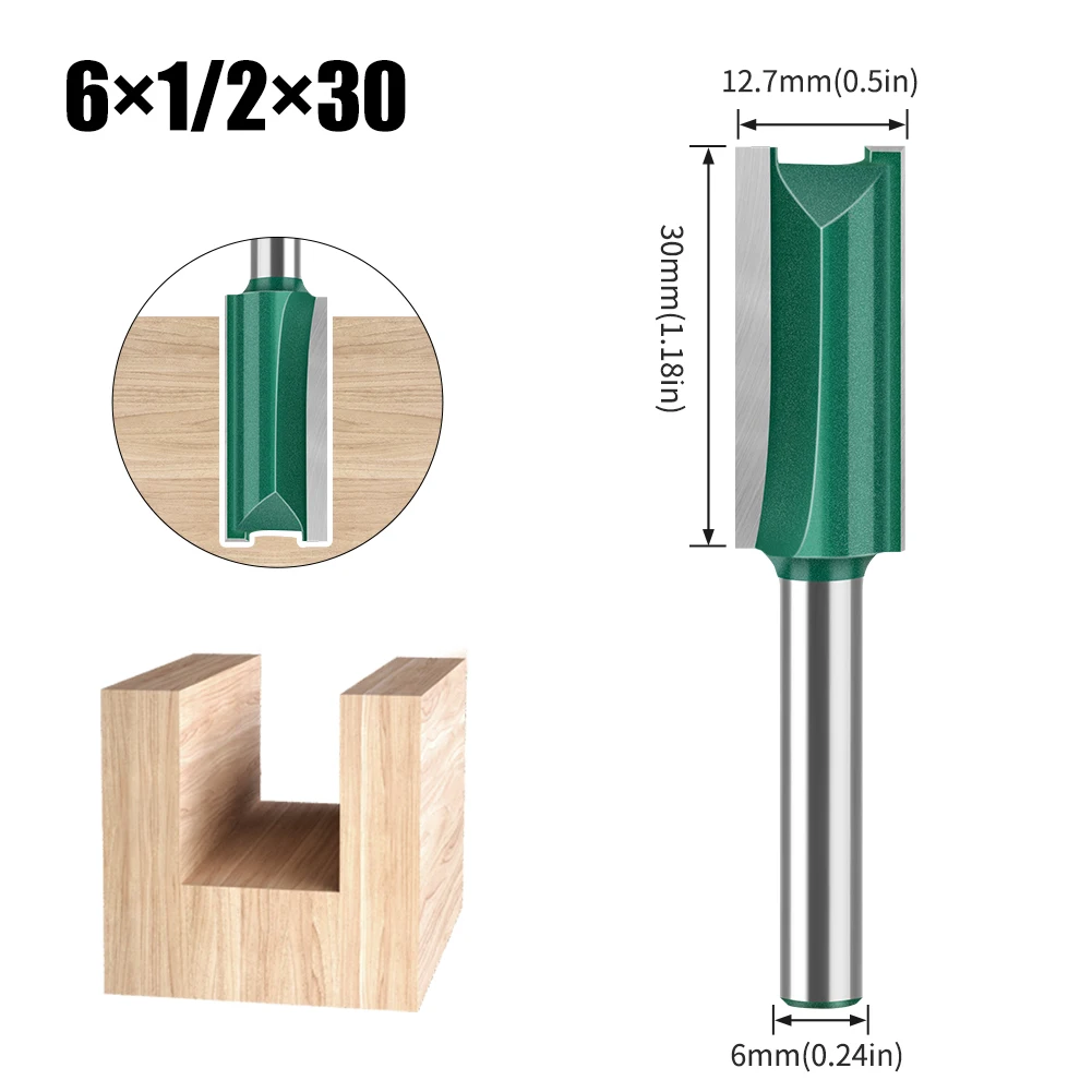 Прямой резак с прорезями, 6 мм, хвостовик 1/4 дюйма, деревообрабатывающий фрезерный станок, резак из сплава вольфрамовой стали, двусторонний прямой резак
