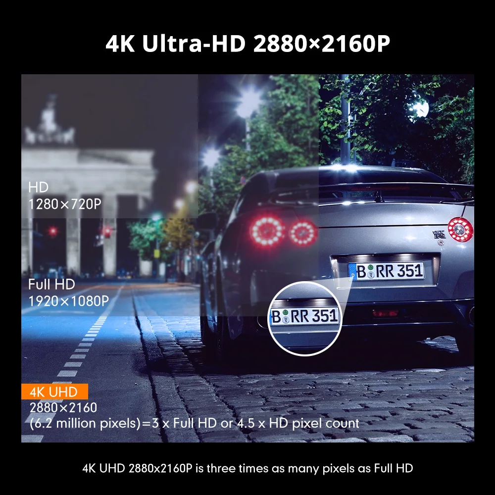 Видеорегистратор AZDOME с двумя объективами 4K UHD ночным видением WDR встроенным GPS Wi-Fi