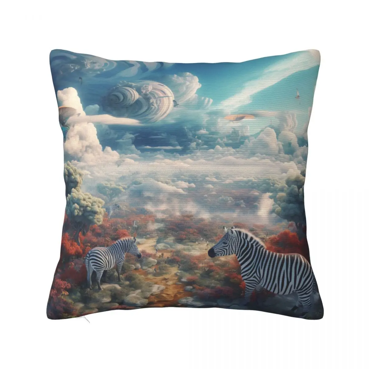 

Zebra Pillow Case 3D Animal Large Scene Square Polyester Pillowcase Travel Zipper Spring Cover