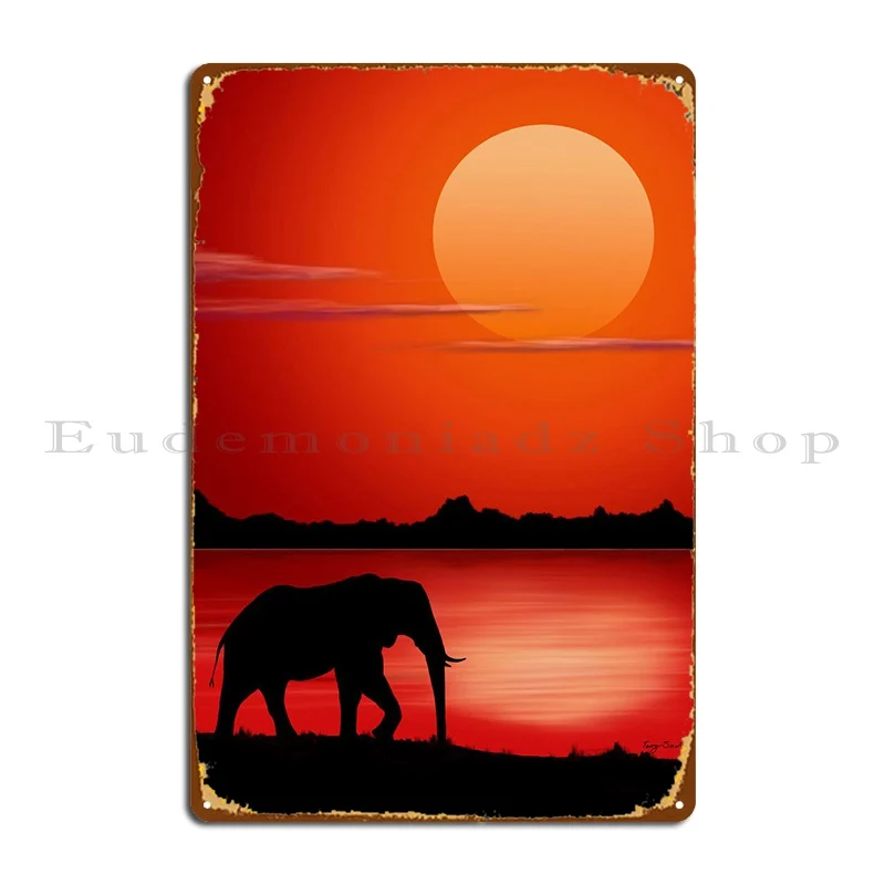 

Силуэт слона, металлический плакат, индивидуальная печать для кинотеатра, персонализированный плакат жестяной знак, плакат