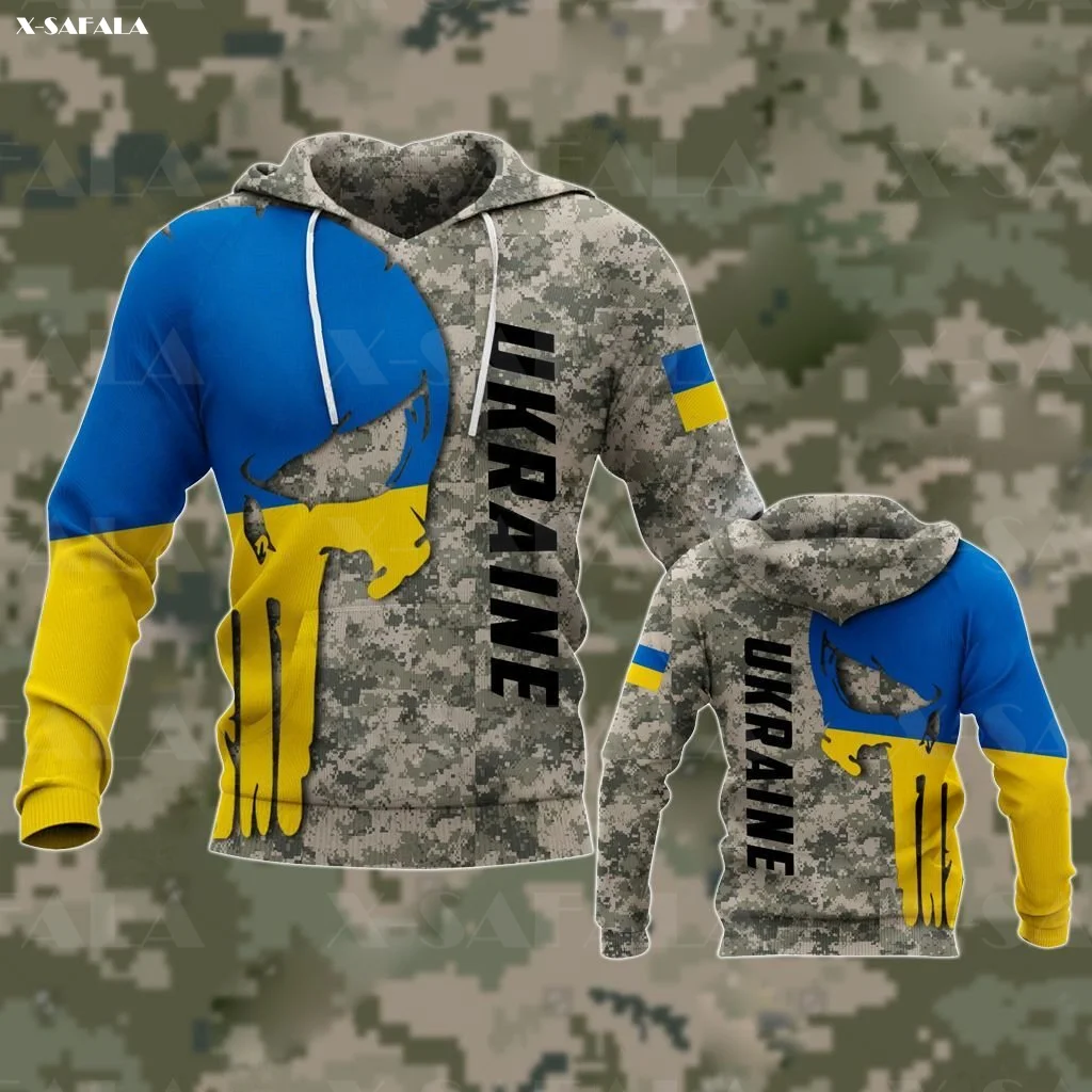 

UKRAINE SKULL FLAG CAMO Army Veteran 3D Print Zipper Hoodie Man Female Pullover Sweatshirt Hooded Jacket Jersey Tracksuits