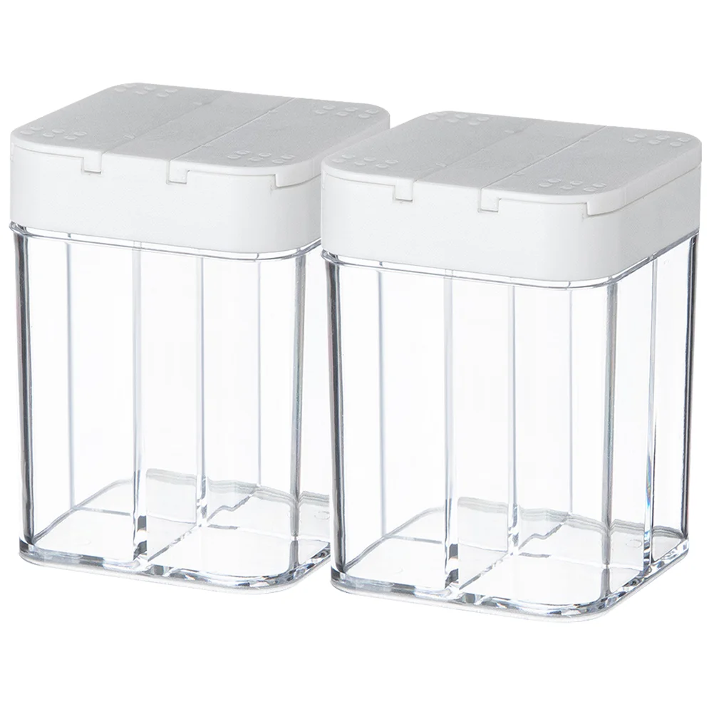 

2Pcs Separated Containers Reusable Seasoning Box Holder Condiment Container