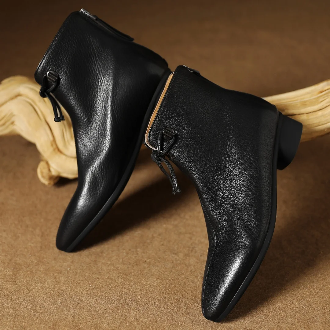 Женские осенние ботильоны на плоской подошве из овчины с острым носком и молнией