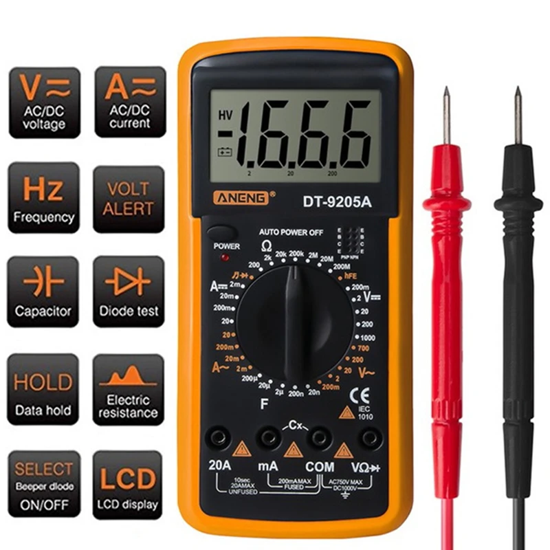 

LCD Display Digital Multimeter AC/DC Voltage Meter Amperemeter Ohmmeter Voltmeter Multitester Diode Resistance Capacitance Meter