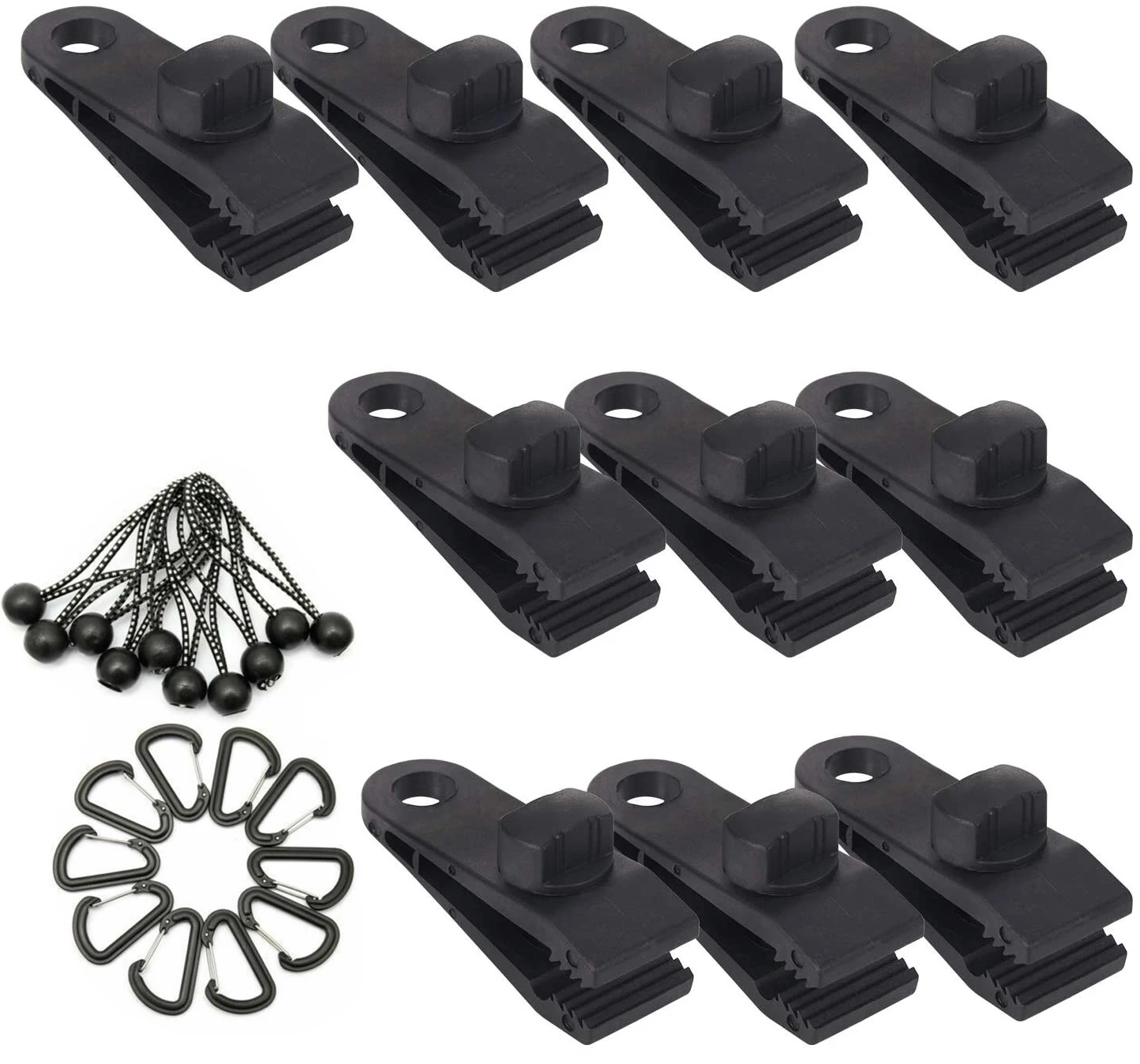 

30PCS Tarp Clip Tent Clip Clamp Bungee Ball Cord Carabiner for Fixing Tarp, Awning, Tarpaulin, Outdoor Camping, Caravan Canopies