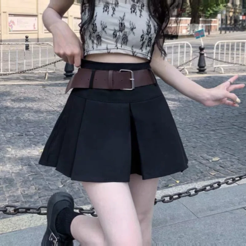 Женская модная однотонная трапециевидная юбка с высокой талией Молодежная