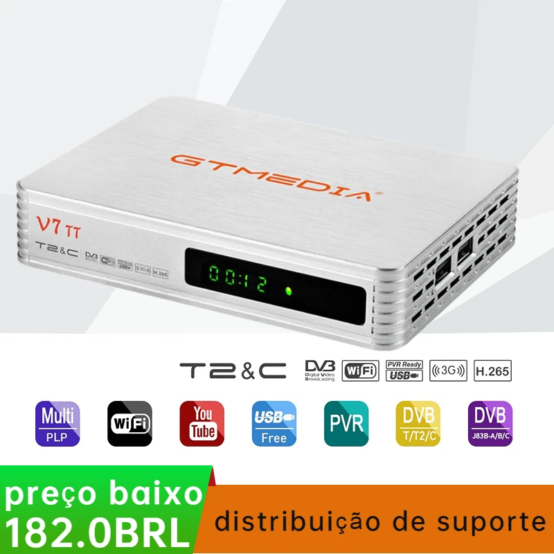 

GTMEDIA V7 TT TV Receiver Decoder DVB-T2 Digital Cable USB WIFI H.265 10bit Full HD 1080p Satellite Receiver Brasil Free Ship