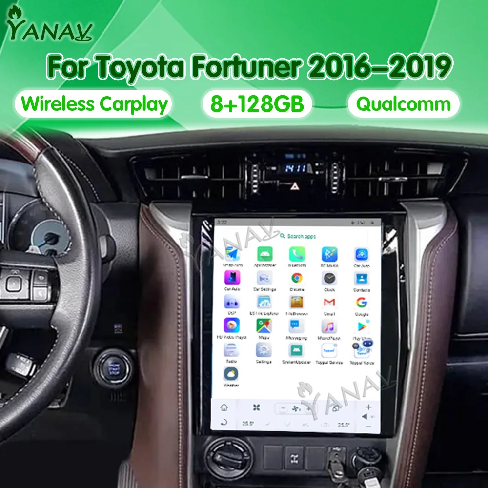 

Устройство Android Qualcomm для Toyota Fortuner 2016-2019, автомобильный стерео GPS-навигатор, мультимедийный видеоплеер, беспроводной Carplay 2 Din