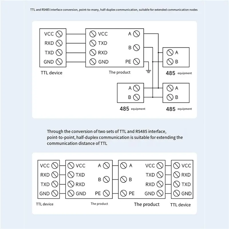 Фото 3X Модуль преобразования уровня TTL в RS485 Waveshare 3.3V-5V, полудуплексная связь, встроенные TVS-диоды №5