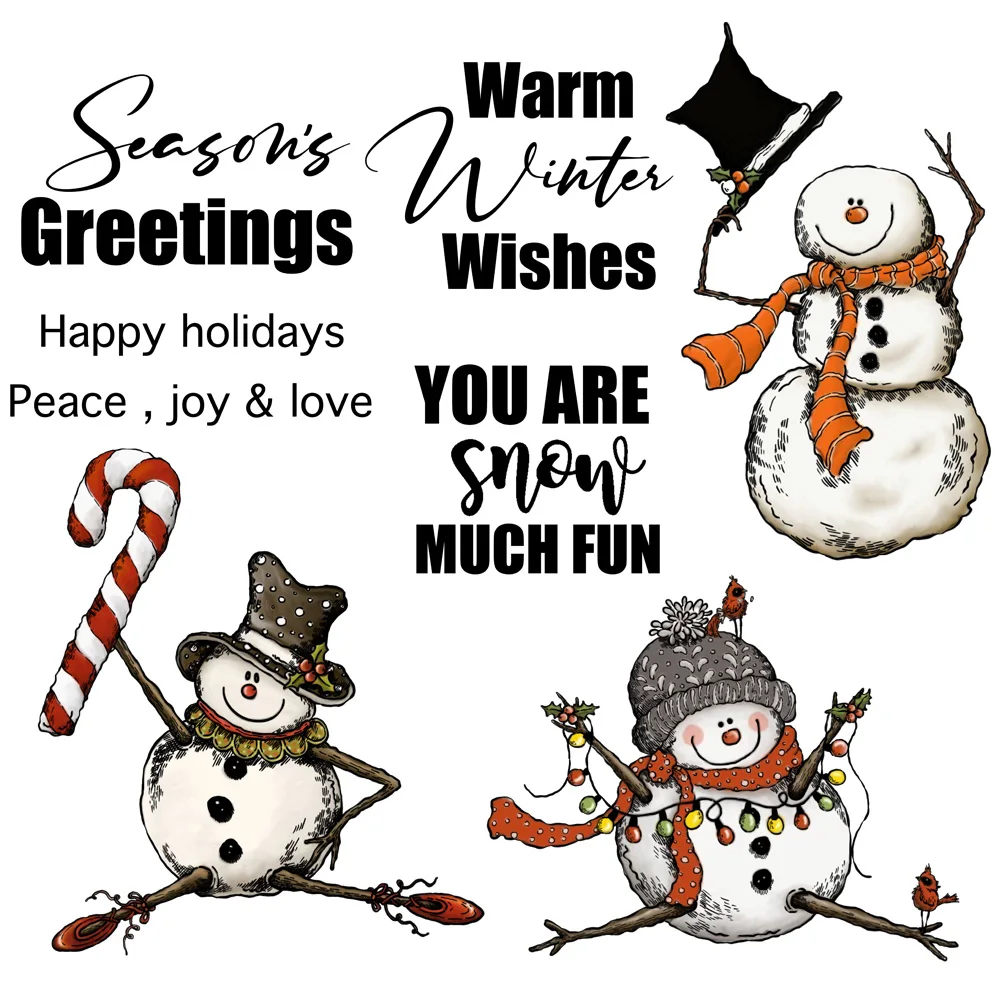 

MangoCraft Cute Snowman In Hat Photopolymer Stamp Cutting Dies Christmas DIY Scrapbooking Mini Metal Cut Dies Stamps For Cards
