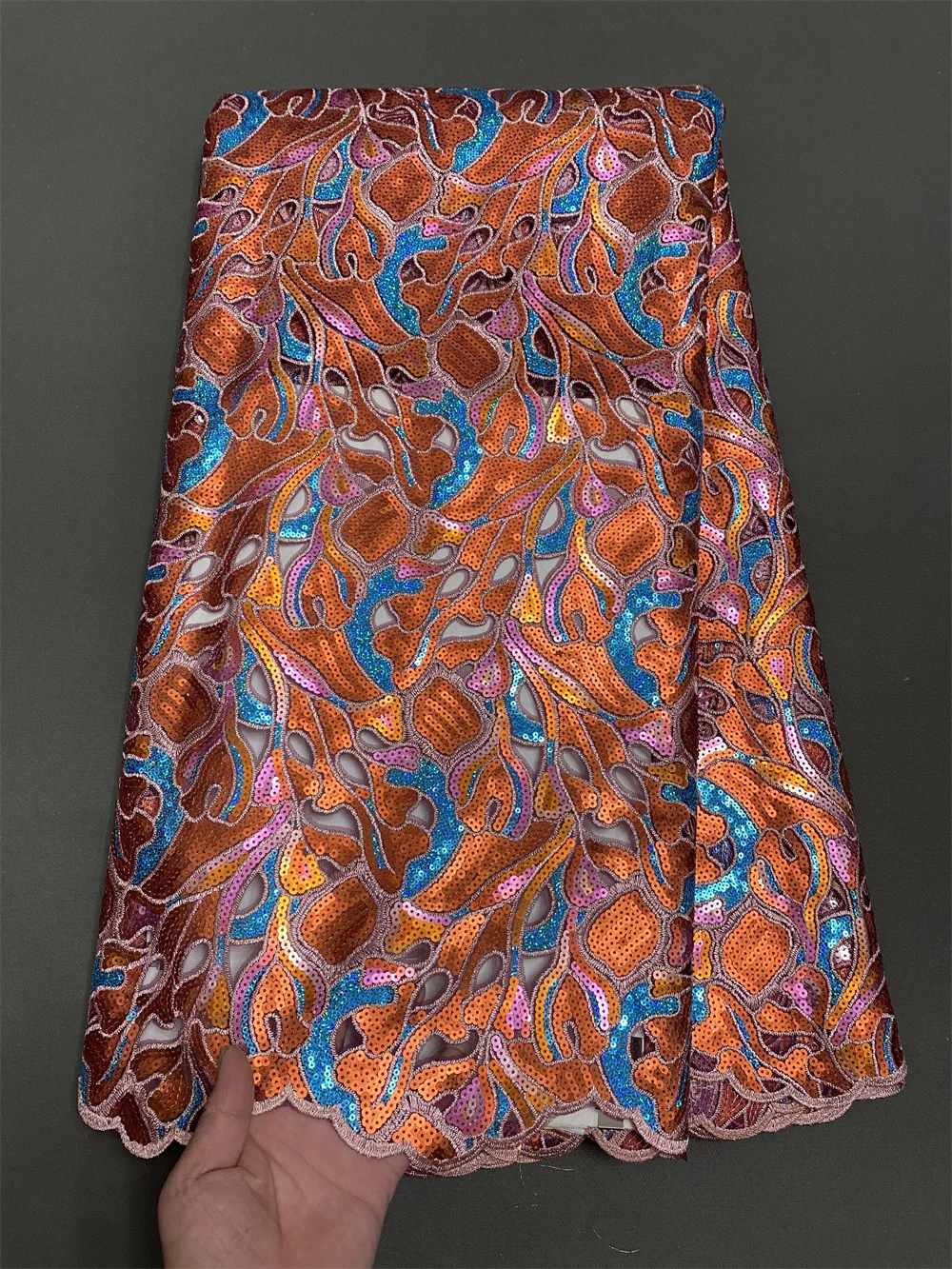 Кружевная ткань из органзы качество 2024 распродажа персиковая кружевная высокое