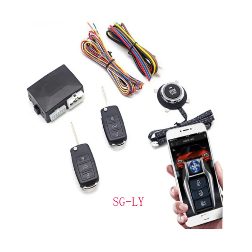 

PKE Central Locking Automation Keyless Entry System Remote Control Engine Start Car Alarm With Autostart Push Start Stop Button