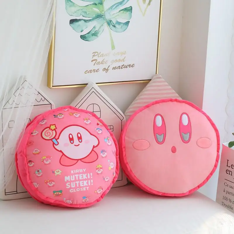 

Kawaii Kirby Plush Round Pillow Double-Sided Cushion Sofa Pillow Headrest Car Nap Pillow Soft and Comfortable Multi-Function