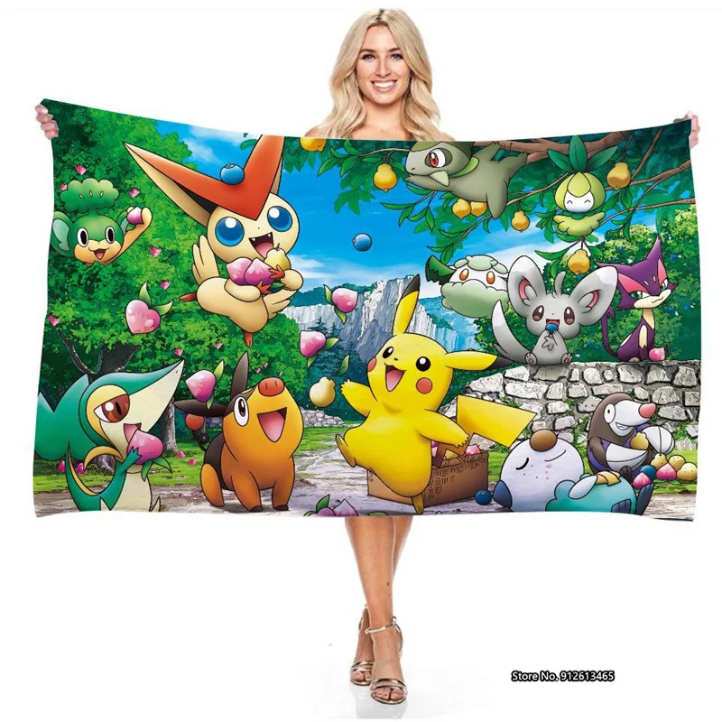 

Cute Pokemon SERIES 3D Digital Printed Rectangular Bath Towel Indoor and Outdoor Water Absorptive Towel for Children and Infants