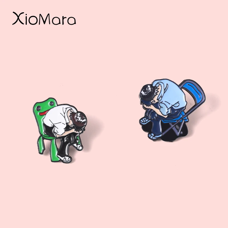 

Emotion And Mental Health Enamel Pins Custom Anime Character Meditation Brooches Lapel Badges Anime Jewelry Gift For Fans Friend