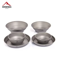 widesea camping ultralight titanium bowl plate pan tableware set multi size salad bbq dish outdoor dinner travel cookware cup