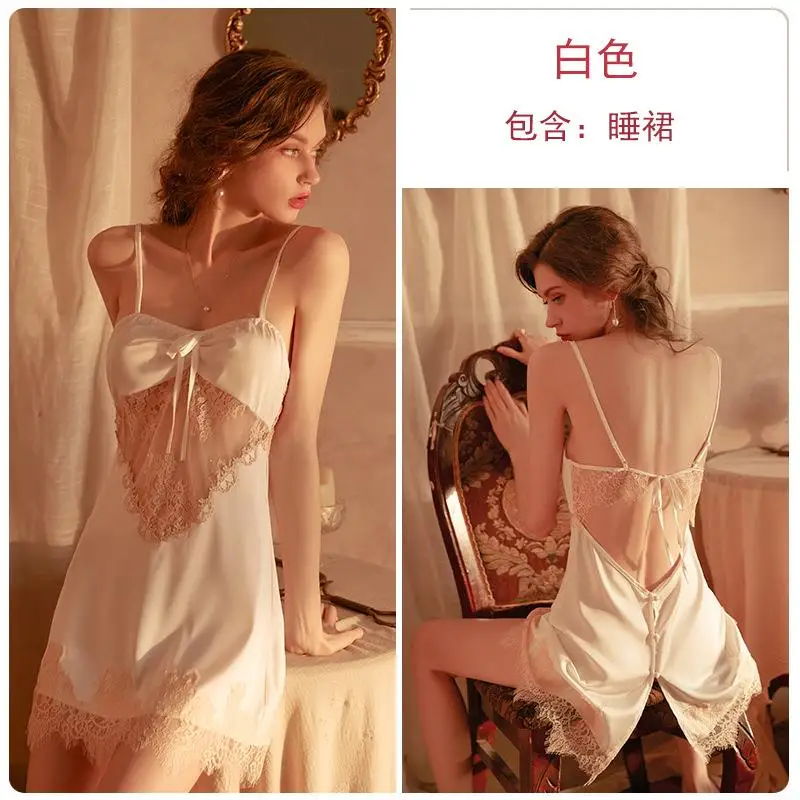 

Womens Drees Summer Nightgown Polyester Night Gowns For Women Sexy Nightie 2023 Pajama Dress Night Slip Sleep Wear Elegant