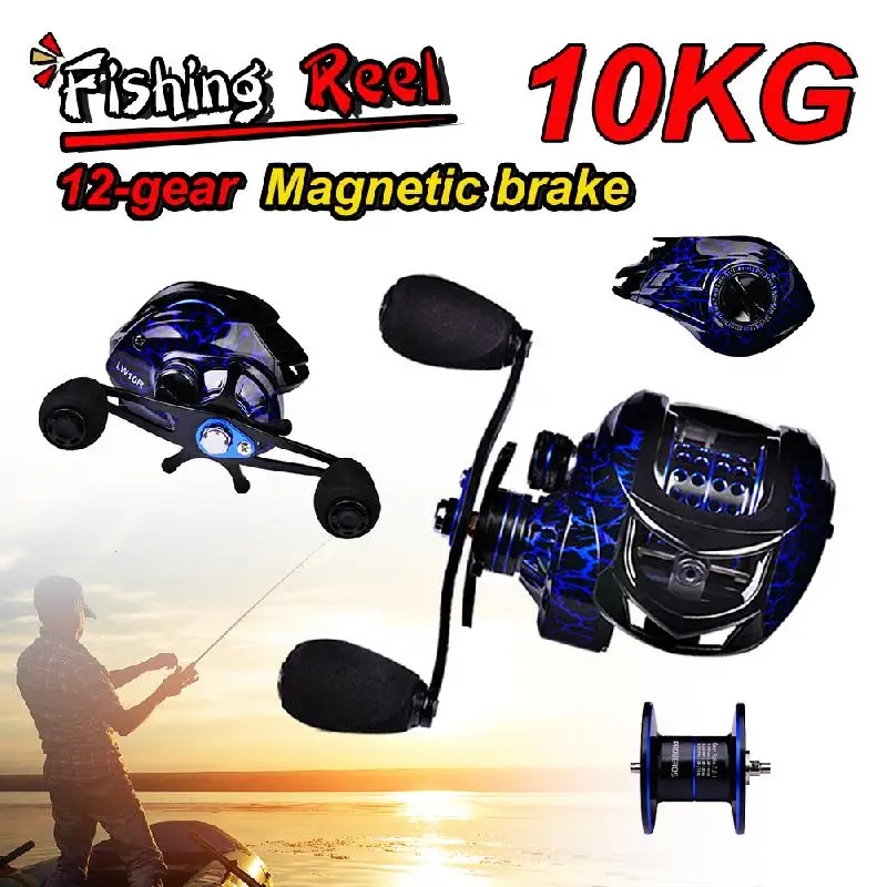 

Crixus Fishing Reel Baitcasting Fishing Reel 9+1BB Ball Bearings 7.2:1 High Gear Ratio 10kg Drag Aluminum Frame Fishing Wheel