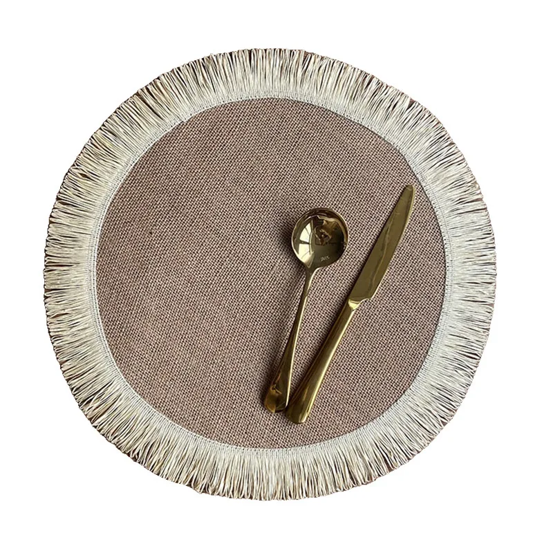 Inyahome 1/4/6 шт. тканая подстилка, коллекция круглых тканых скатертей ручной работы с бахромой, обеденные квадратные скатерти, декор для фермерского дома