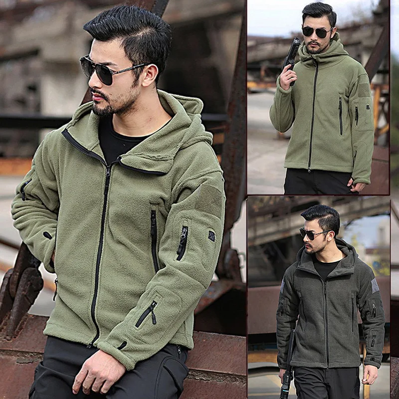 

800g Men Military Winter Thermal Fleece Tactical Jacket Outdoors Hooded Coat Militar Softshell Hiking Outdoor Army Jackets Thick