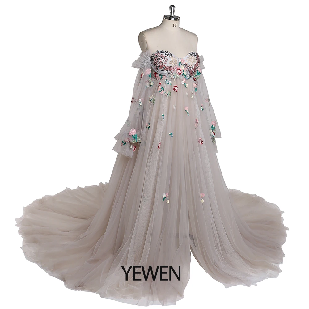 Embroidery Lace Maternity Dress for Photo Shoot Front Slit Maternity Maxi Woman Baby Shower Dresses YEWEN YW220331 enlarge