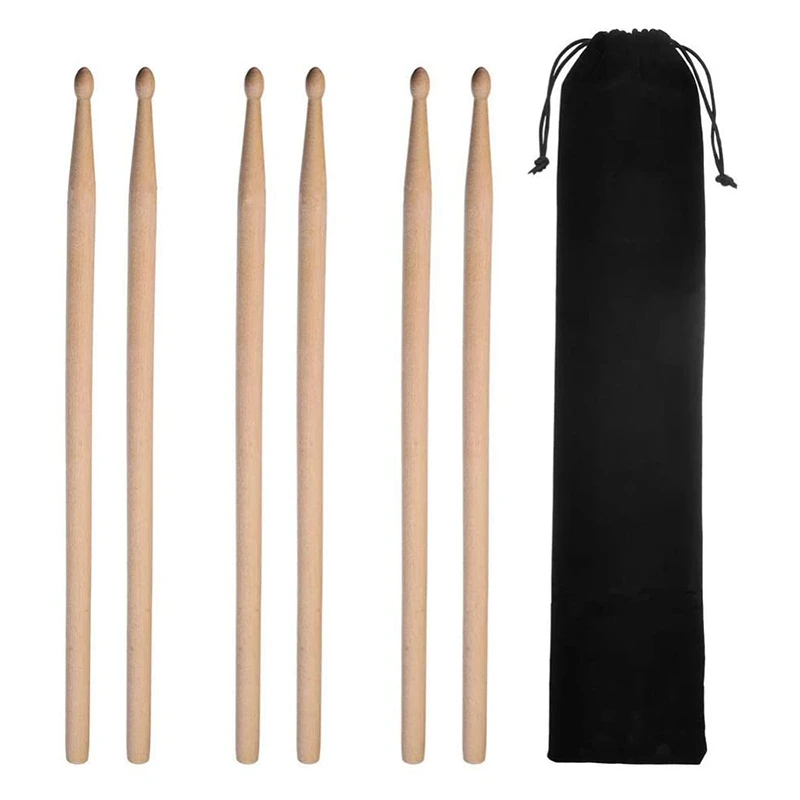 3 пары барабанных палочек кленовые барабанные палочки деревянные размера 5A с