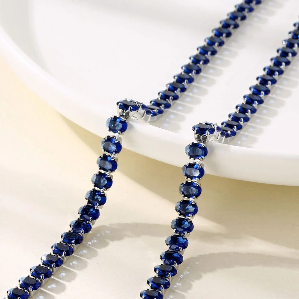 Модное 1 ряд Стразы ожерелье с кристаллами овальная теннисная цепочка ожерелья