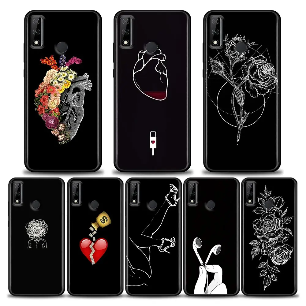 

Cartoon Charged heart WITCHY Phone Case for Huawei Y6 Y7 Y9 2019 Y5p Y6p Y8s Y8p Y9a Y7a Mate 50 20 40 Pro RS Case Soft Silicone