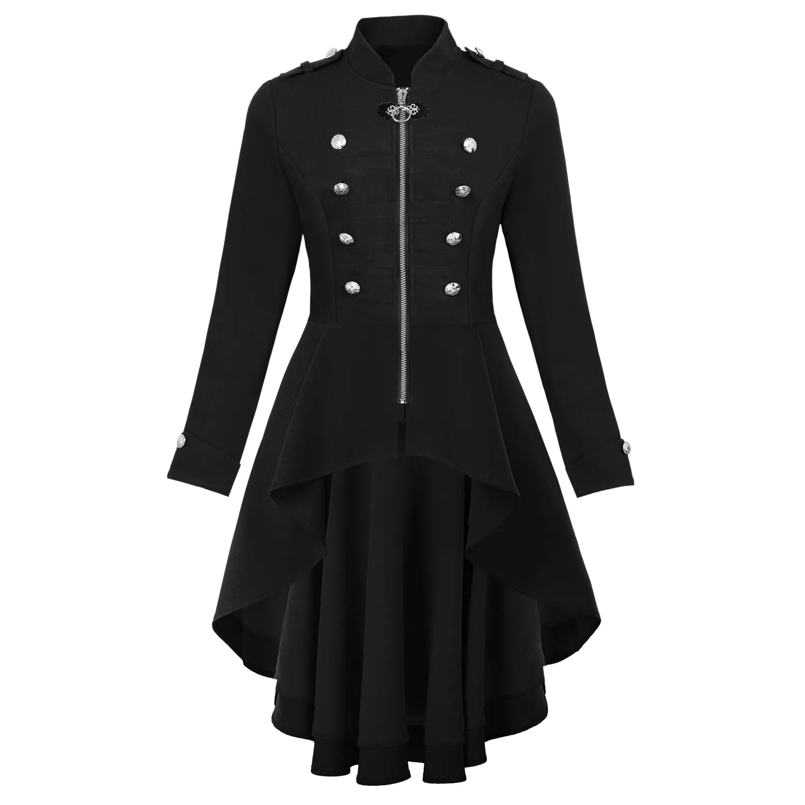 

Womens Steampunk Jacket Tailcoat Military Blazer Buttons Decorated Flowy Woman Clothes Casual Coats for Women Woman's Jacket